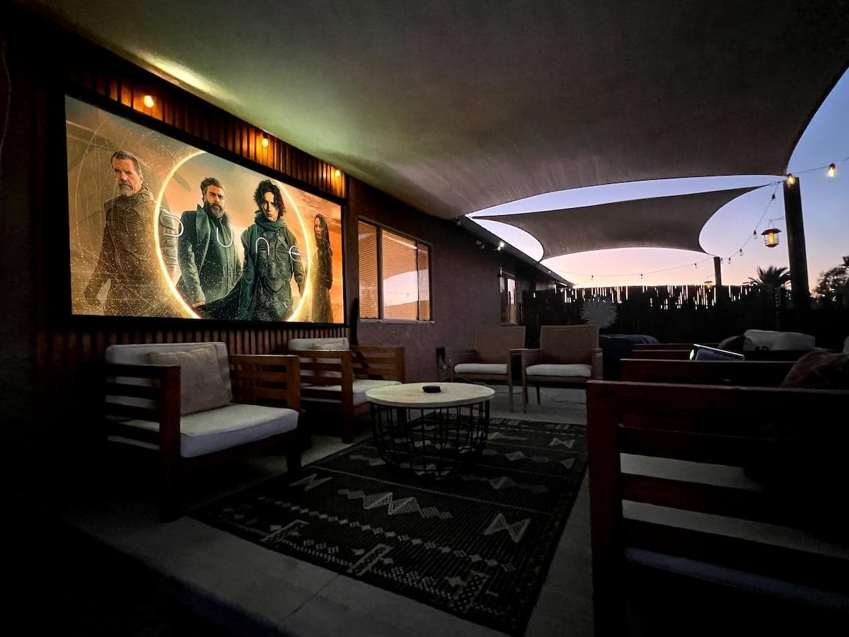 Your own desert screening room! Watch your favorite films projected outdoors as the stars come out overhead.