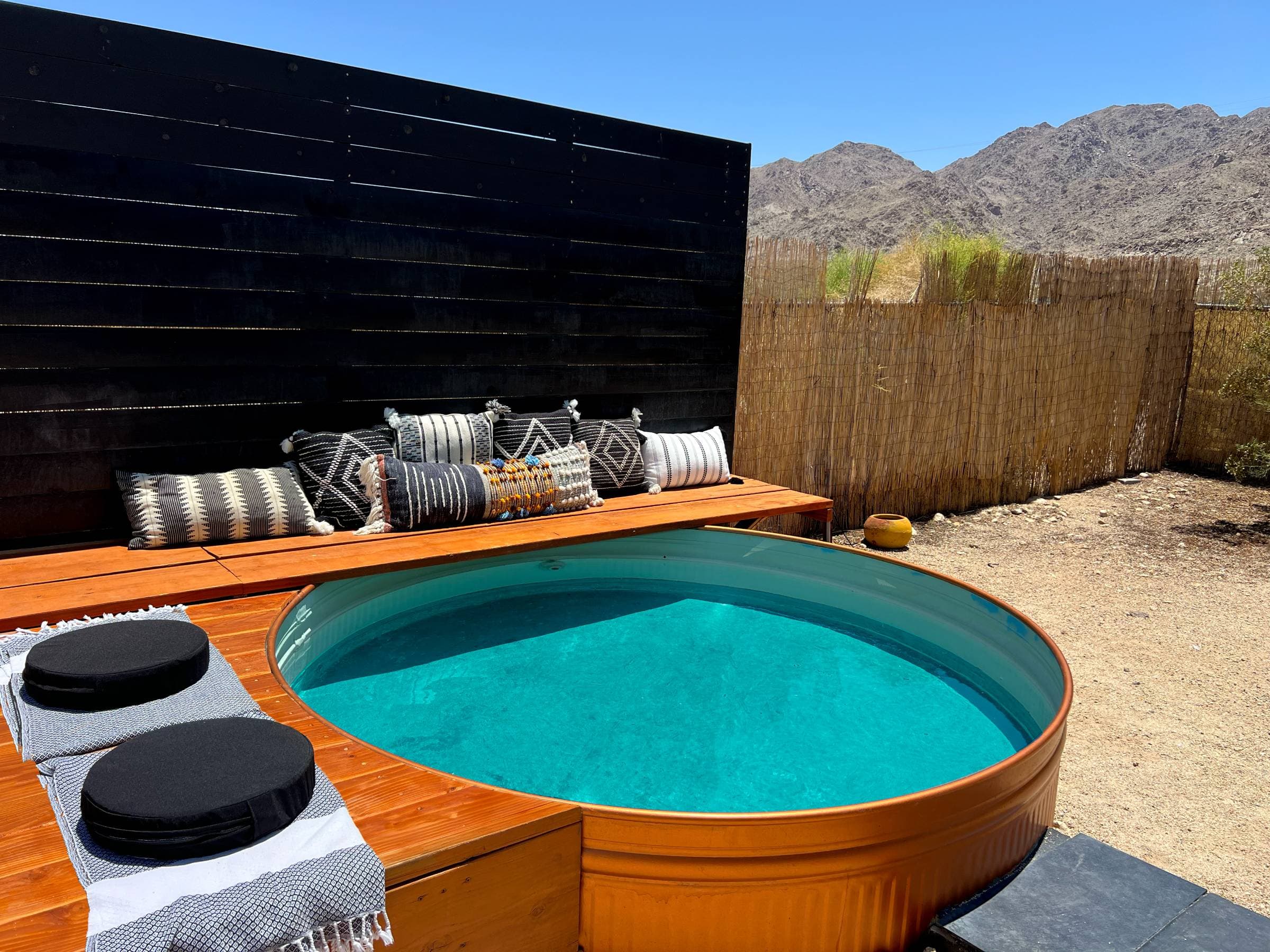 8 foot cowboy pool with cushioned lounge deck. Relax, read and cool off.